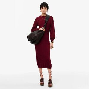 NWT Zara plum burgundy long sleeve cotton dress with side cutouts, L